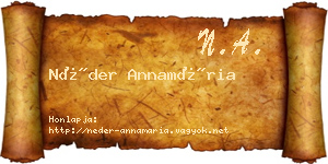 Néder Annamária névjegykártya